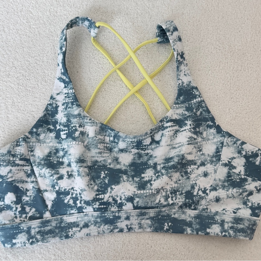 Soulcycle Tie-Dye Sports Bra with Yellow Straps